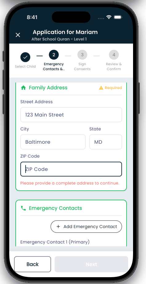 Parent — Enrollment Application